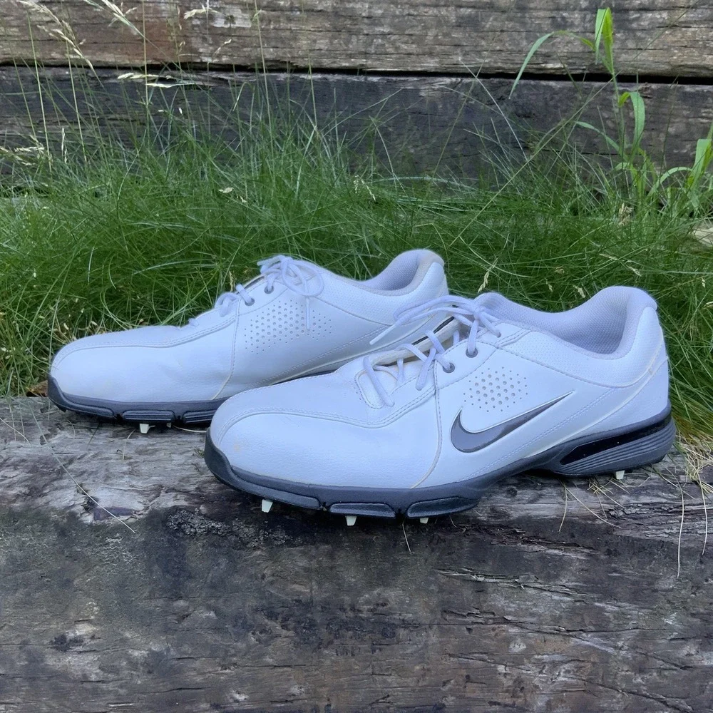 Nike Durasport III Soft Spike Shoes 628527-101 Men Size 11 White/Black Golf‎